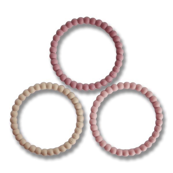 Mushie silikon bitarmband – Linen/Peony/Pale Pink